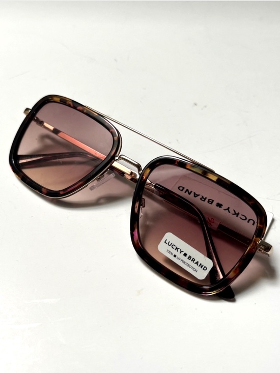 New LUCKY BRAND Double Bridge Aviator Sunglasses Tortoise Shell Metal Light Lens main image 4